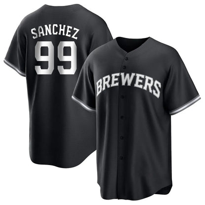 Milwaukee Brewers #99 Gary Sanchez Player Black MIKSHPS Game Home Stitched Jerseys