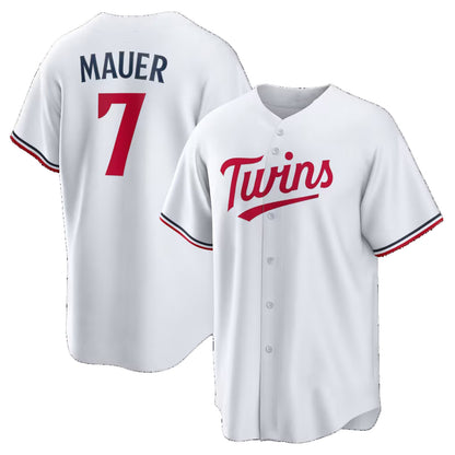 Minnesota Twins #7 Joe Mauer White MIKSHPS Home Retired Player Replica Jersey