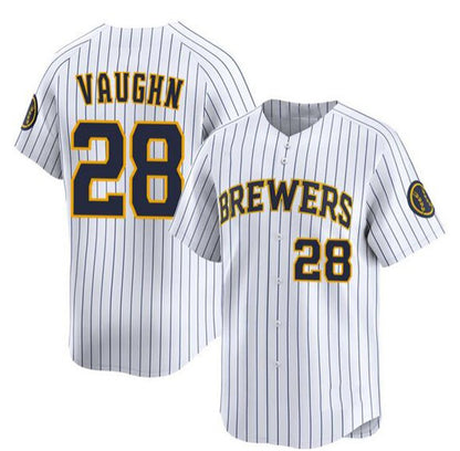 Milwaukee Brewers #28 Andrew Vaughn White MIKSHPS Alternate Limited Stitched Jersey