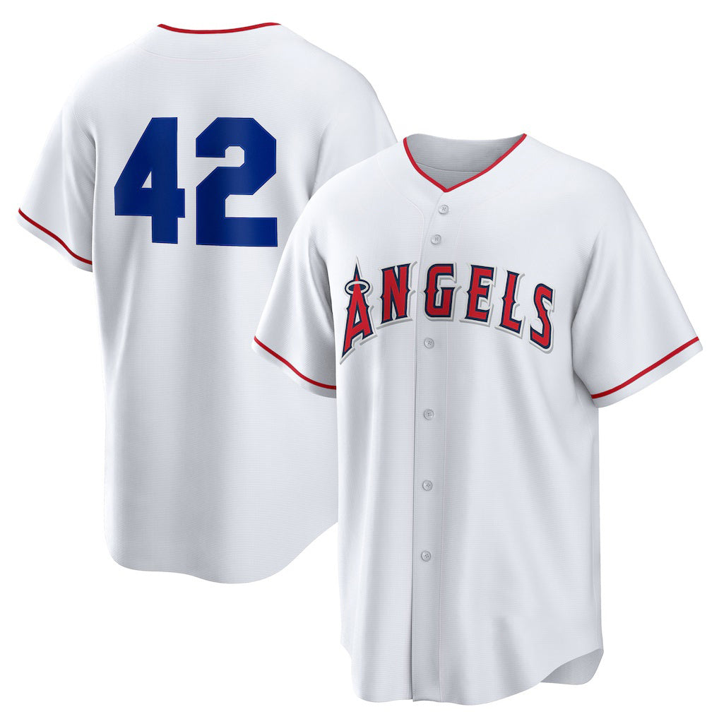Los Angeles Angels #42 Jackie Robinson White MIKSHPS Home 2025 Day Replica Jersey