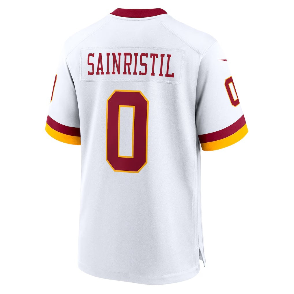 W.Commanders #0 Mike Sainristil White MIKSHPS Game Jersey