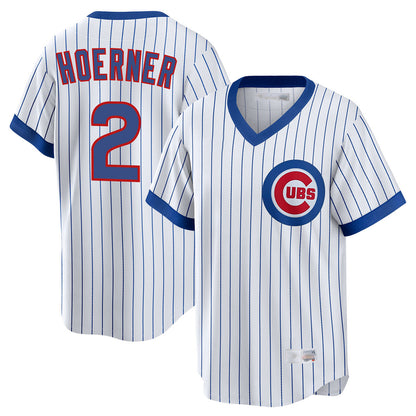 Chicago Cubs #2 Nico Hoerner Player White MIKSHPS T-shirt Cooperstown Collection Limited Stitched Jerseys