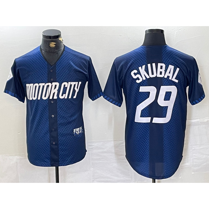Detroit Tigers #29 Tarik Skubal 2024 Navy MIKSHPS City Connect Cool Base Limited Stitched Jersey