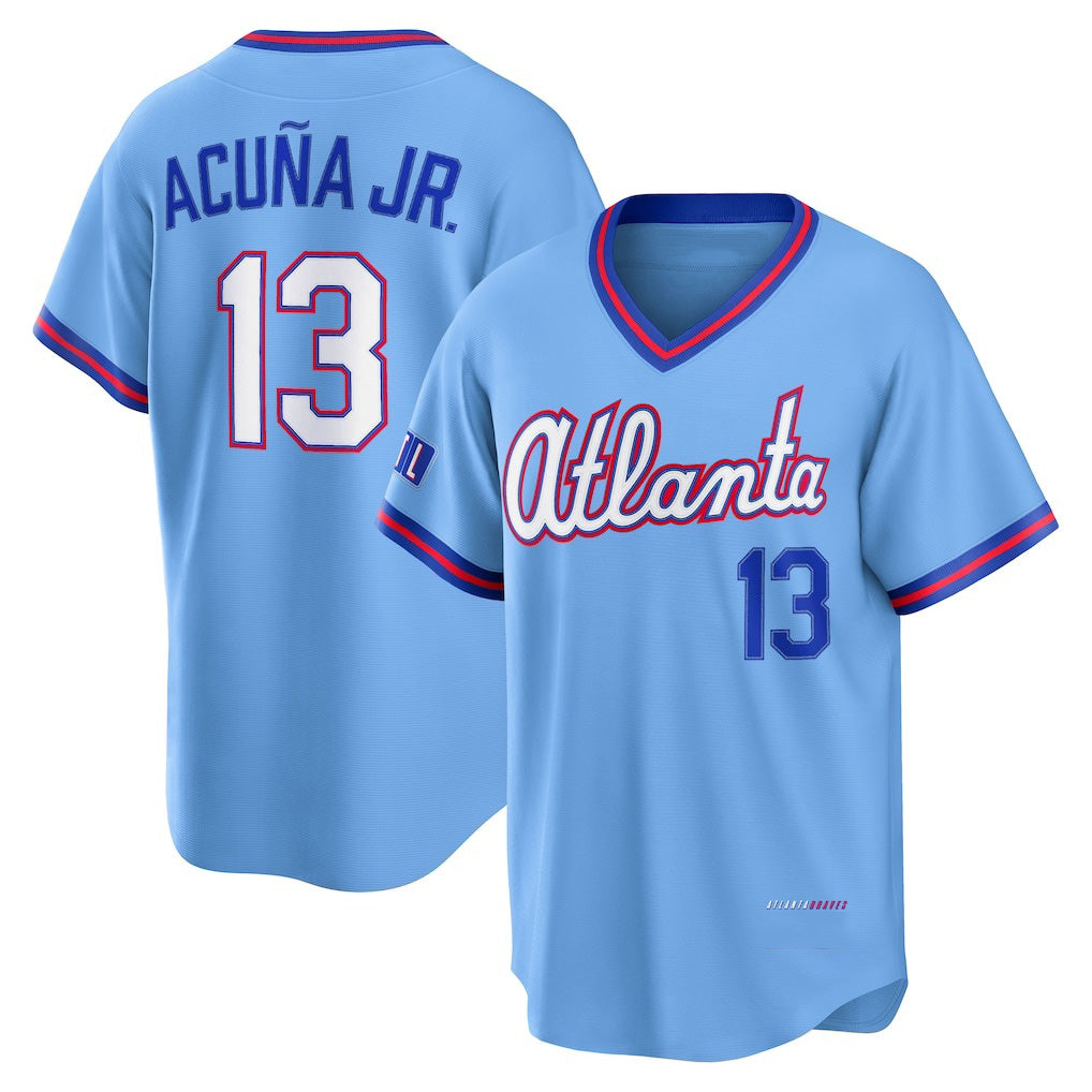 Atlanta Braves #13 Ronald Acuna Jr Powder Blue MIKSHPS 2026 City Connect Stadium Jersey