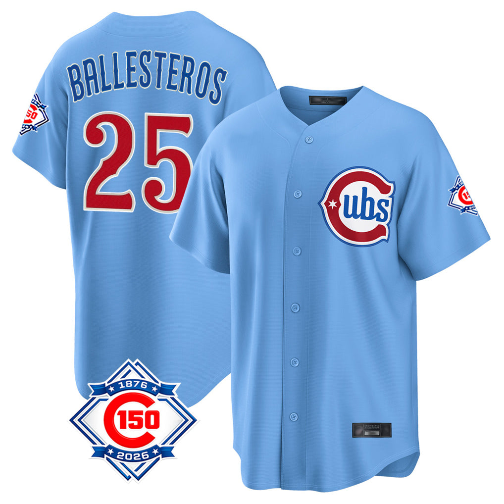 Chicago Cubs #25 Moises Ballesteros Player Light Blue MIKSHPS 150th Anniversary Home Game Stitched Jerseys