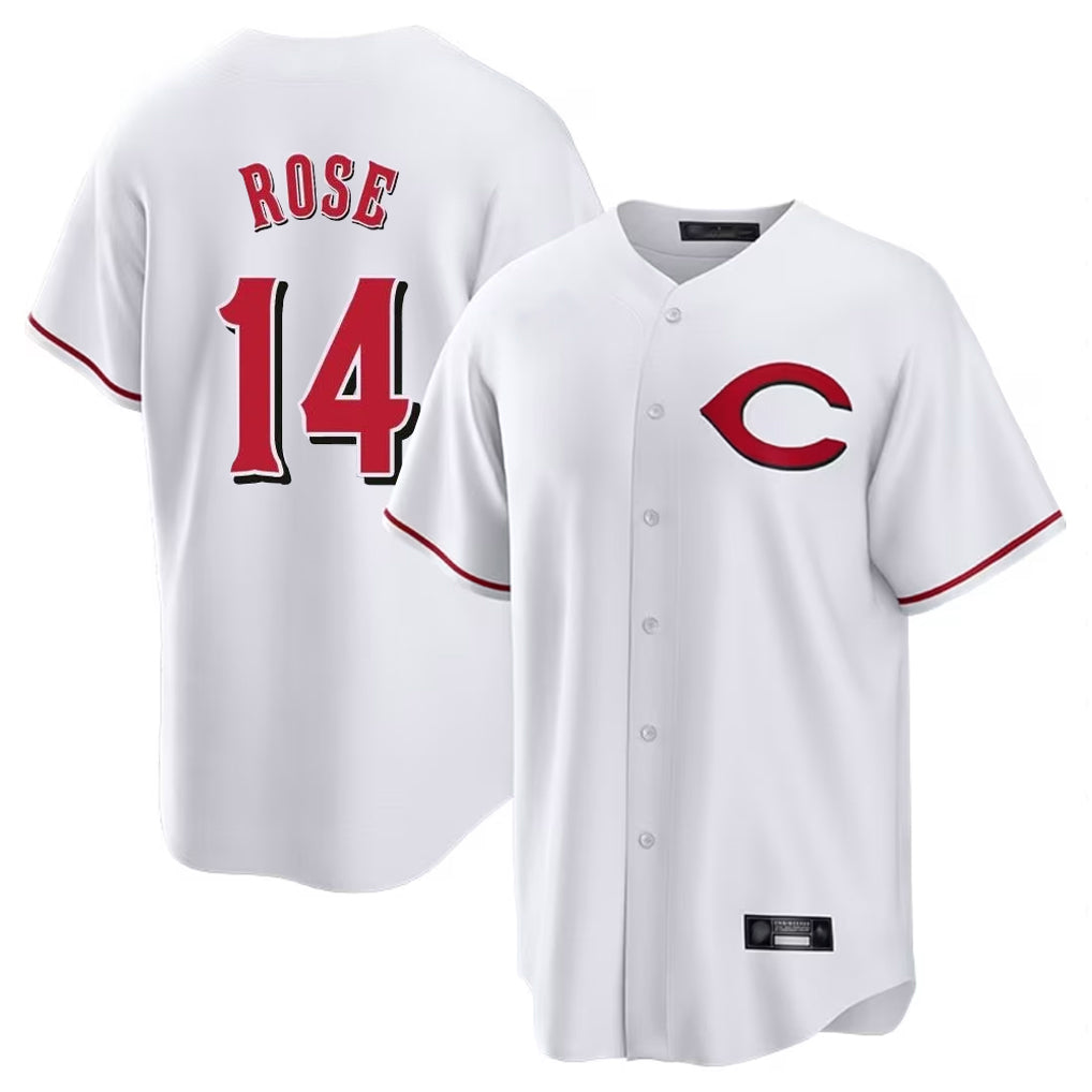 Cincinnati Reds #14 Pete Rose Player White MIKSHPS Home Game Stitched Jerseys