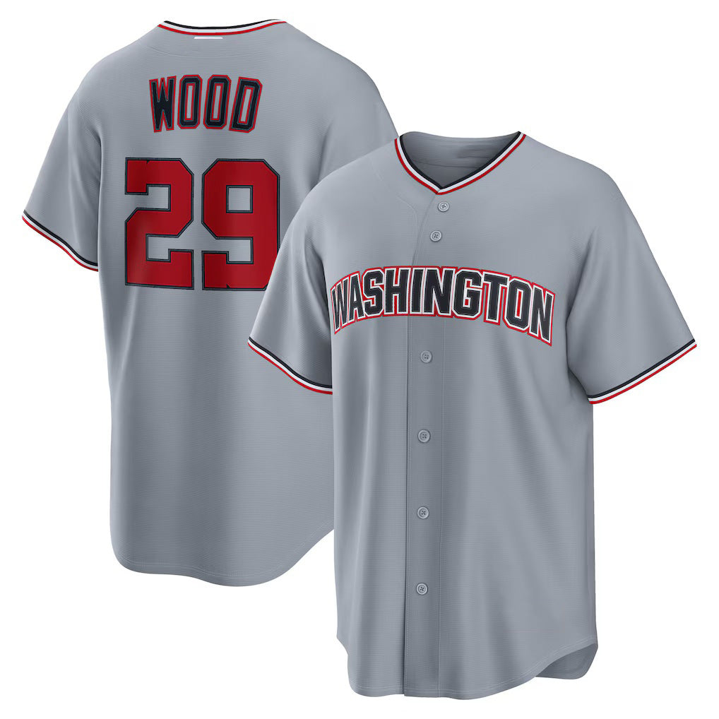 Washington Nationals #29 James Wood Gray MIKSHPS Road Replica Jersey