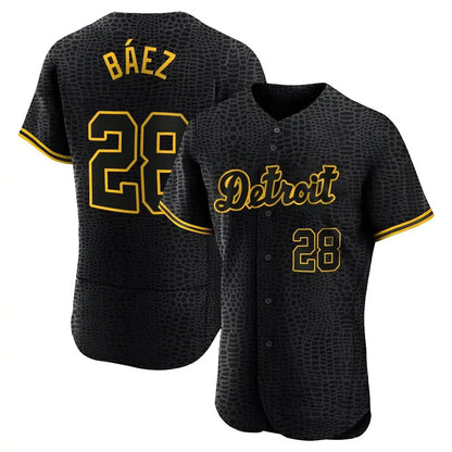 Detroit Tigers #28 Javier Baez Player Black MIKSHPS Snake Skin City Limited Elite Home Stitched Jerseys
