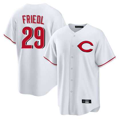 Cincinnati Reds #29 TJ Friedl Player White MIKSHPS Home Game Stitched Jerseys
