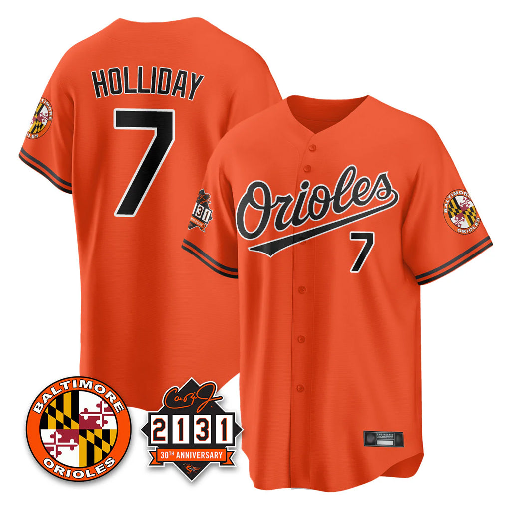 Baltimore Orioles #7 Jackson Holliday Player Orange MIKSHPS 30th Anniversary of 2131 Home Game Stitched Jerseys