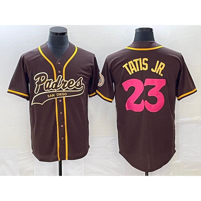 San Diego Padres #23 Fernando Tatis Jr Brown MIKSHPS NEW 2023 City Connect Cool Base Stitched Jersey 2