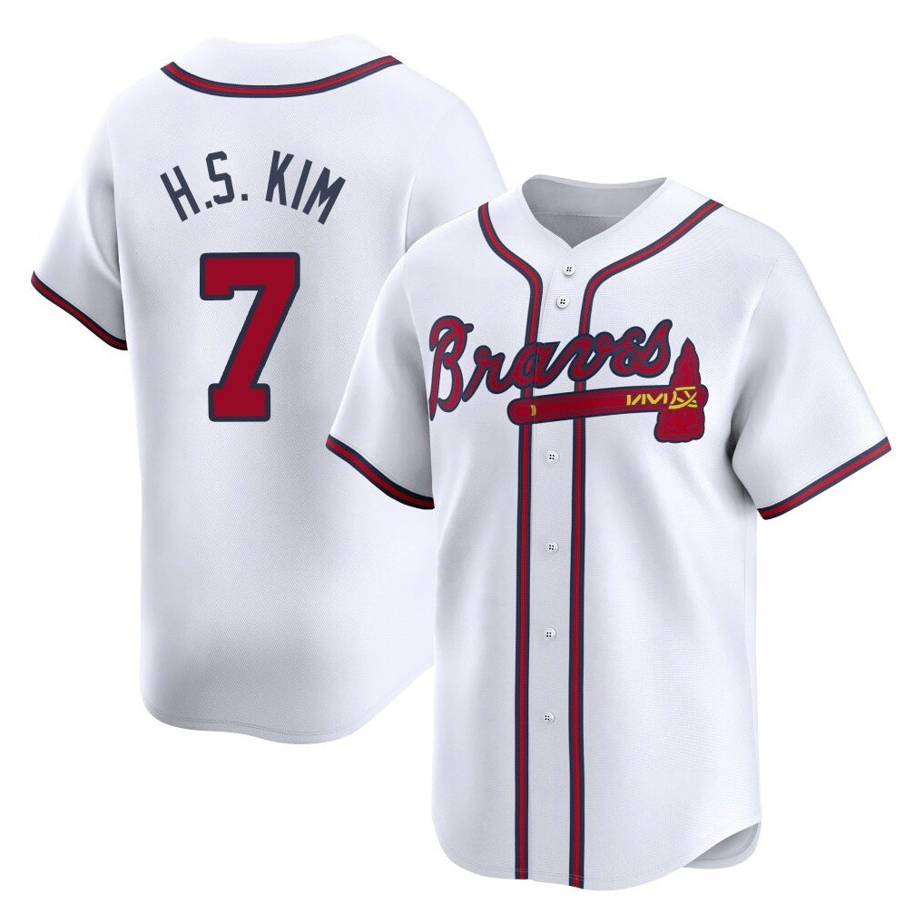 Atlanta Braves #7 Ha-Seong Kim Player White MIKSHPS Limited Home Game Stitched Jerseys