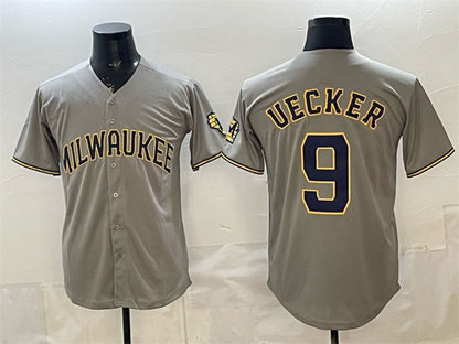Milwaukee Brewers #9 Bob Uecker Grey MIKSHPS Home Limited Stitched Jersey