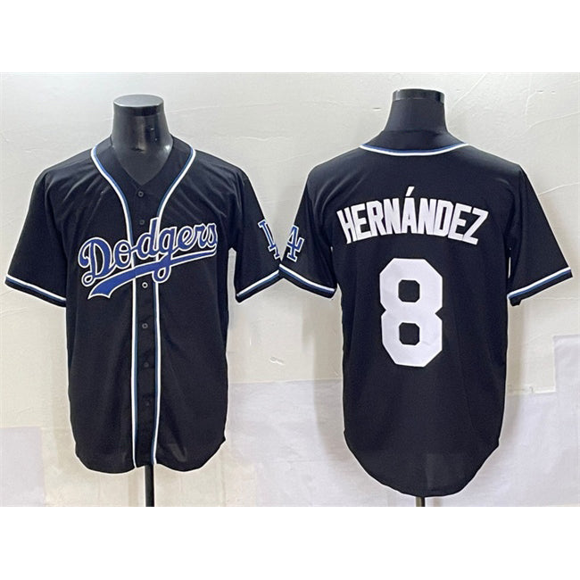 Los Angeles Dodgers #8 Enrique Hernandez Black MIKSHPS Fashion Stitched Jersey
