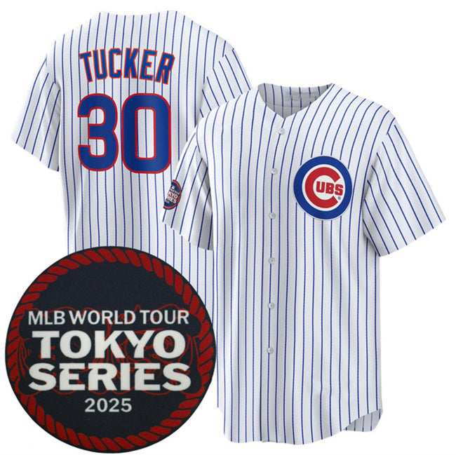 Chicago Cubs #30 Kyle Tucker White MIKSHPS 2025 World Tour Tokyo Series Home Stitched Jersey