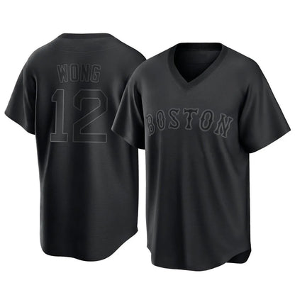 Boston Red Sox #12 Connor Wong Player Black MIKSHPS T-shirt Home Game Stitched Jerseys