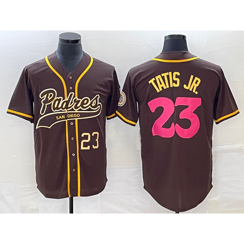 San Diego Padres #23 Fernando Tatis Jr Number Brown MIKSHPS NEW 2023 City Connect Cool Base Stitched Jersey