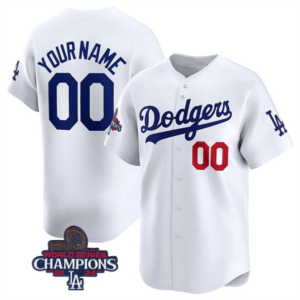 Custom Los Angeles Dodgers ACTIVE PLAYER White MIKSHPS 2024 World Series Champions Home Limited Stitched Jersey