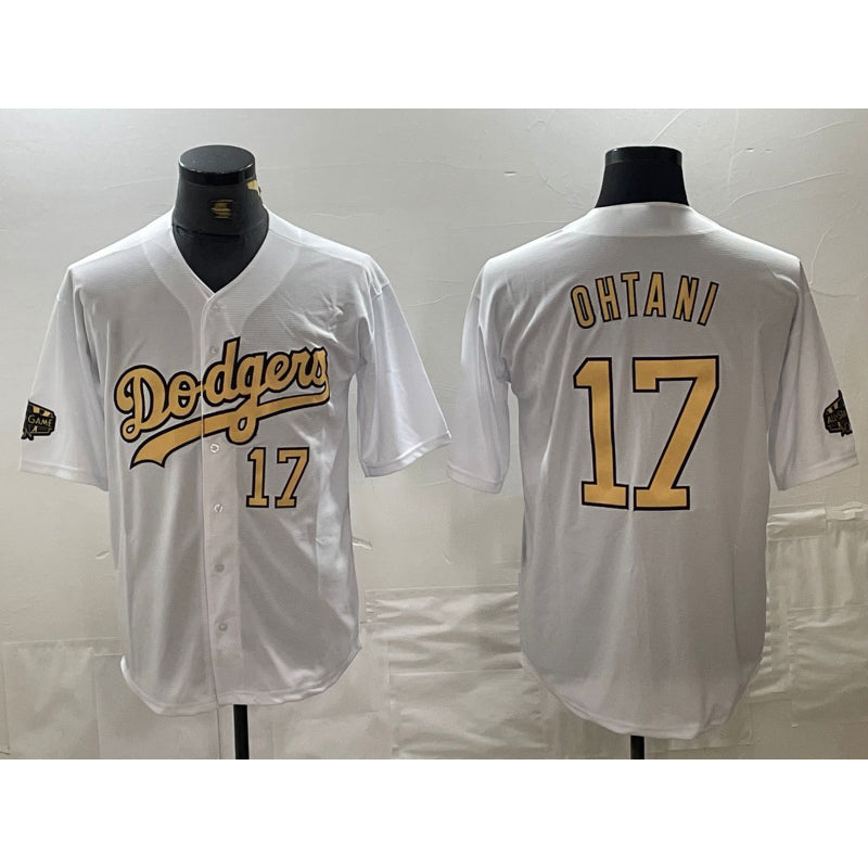 Los Angeles Dodgers #17 Shohei Ohtani Number White MIKSHPS 2022 All Star Stitched Cool Base Jerseys