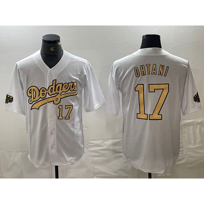 Los Angeles Dodgers #17 Shohei Ohtani Number White MIKSHPS 2022 All Star Stitched Cool Base Jerseys