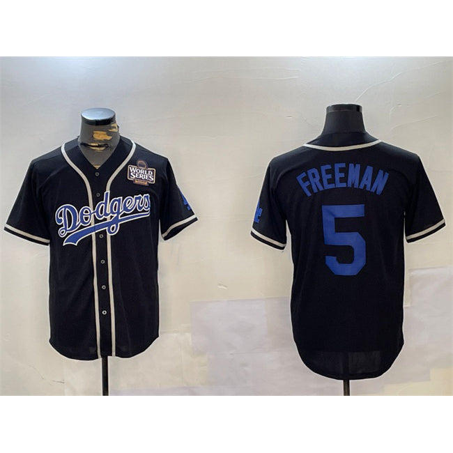 Los Angeles Dodgers #5 Freddie Freeman Black MIKSHPS 2024 World Series Cool Base Stitched Jerseys