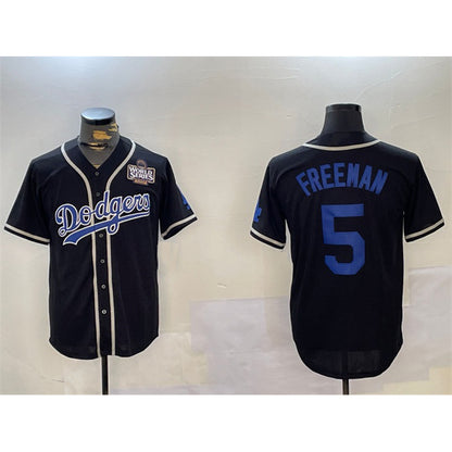 Los Angeles Dodgers #5 Freddie Freeman Black MIKSHPS 2024 World Series Cool Base Stitched Jerseys