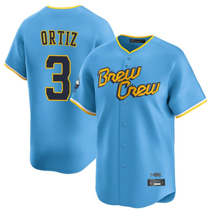 Milwaukee Brewers #3 Joey Ortiz Player Light Blue MIKSHPS City Connect Home Limited Stitched Jerseys