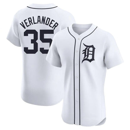 Detroit Tigers #35 Justin Verlander Player White MIKSHPS Limited Elite Home Stitched Jerseys