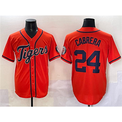 Detroit Tigers #24 Miguel Cabrera Orange MIKSHPS With Patch Cool Base Stitched Jersey