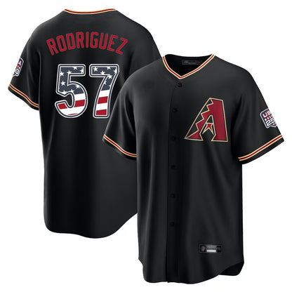 Arizona Diamondbacks #57 Eduardo Rodriguez Player Black MIKSHPS USA 250 Fourth of July Game Home Stitched Jerseys