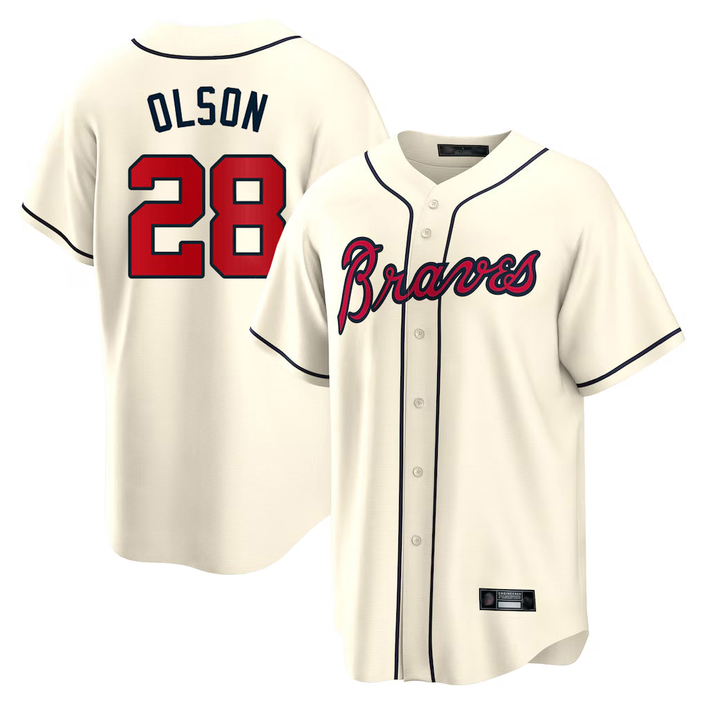 Atlanta Braves #28 Matt Olson Player Cream MIKSHPS Home Game Stitched Jerseys