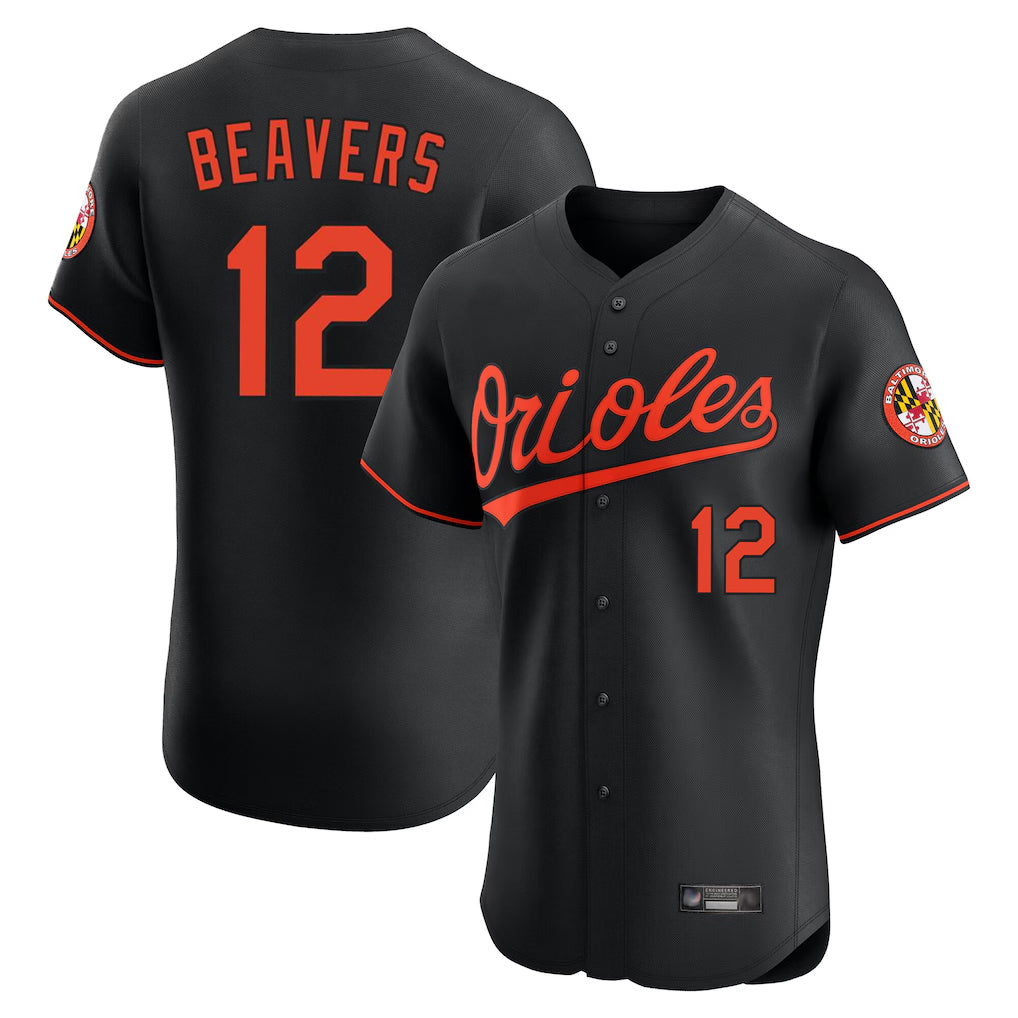 Baltimore Orioles #12 Dylan Beavers Player Black MIKSHPS Limited Elite Home Game Stitched Jerseys