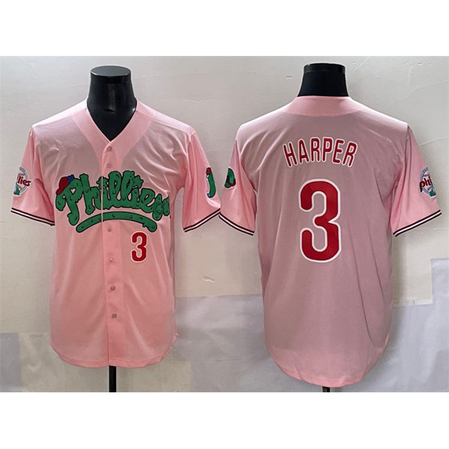 Philadelphia Phillies #3 Bryce Harper Pink MIKSHPS Phanatic Limited Stitched Jersey