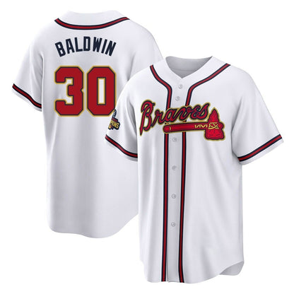 Atlanta Braves #30 Drake Baldwin Player White Gold MIKSHPS Home Game Stitched Jerseys