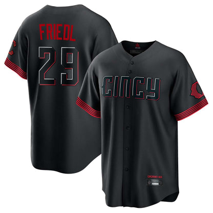 Cincinnati Reds #29 TJ Friedl Player Black MIKSHPS City Connect Home Game Stitched Jerseys