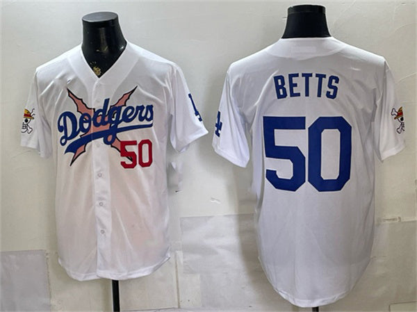 Los Angeles Dodgers x One Piece #50 Mookie Betts White MIKSHPS Vapor Premier Limited Stitched Jersey