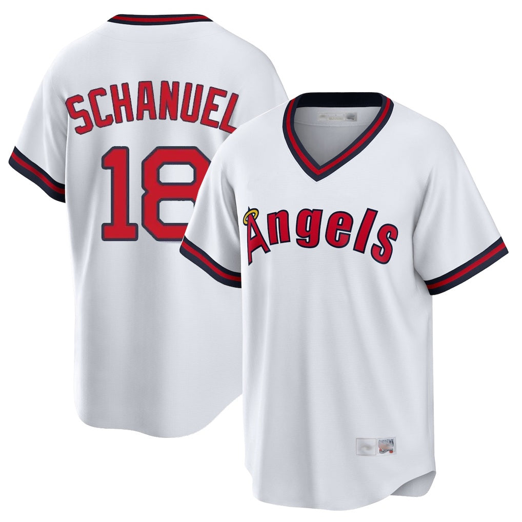Los Angeles Angels #18 Nolan Schanuel Player White MIKSHPS T-shirt Home Game Stitched Jerseys