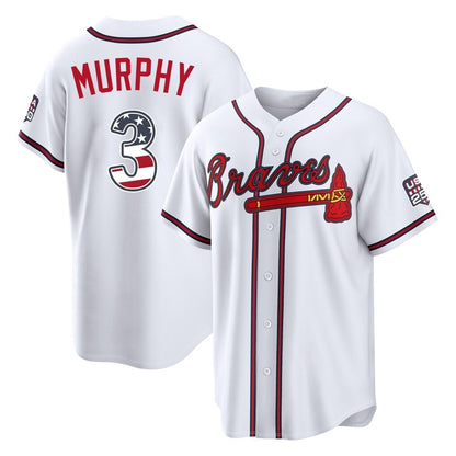 Atlanta Braves #3 Dale Murphy Player White MIKSHPS USA 250 Fourth Of July Limited Home Game Stitched Jerseys