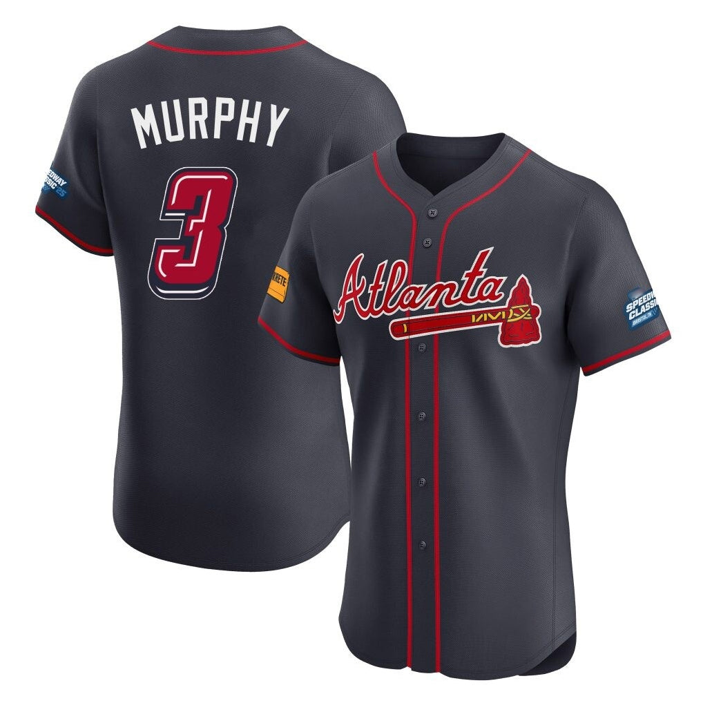 Atlanta Braves #3 Dale Murphy Player Navy MIKSHPS 2025 Speedway Classic Limited Elite Home Game Stitched Jerseys