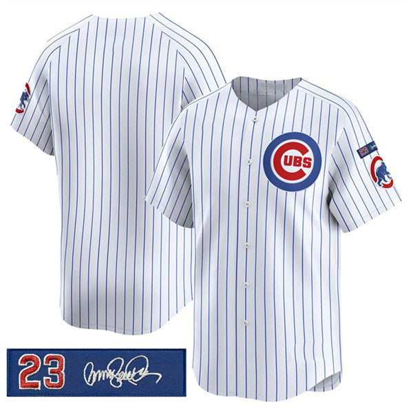 Chicago Cubs Blank White MIKSHPS Pinstripe 'Ryne Sandberg Tribute' Vapor Limited V3 Stitched Jersey