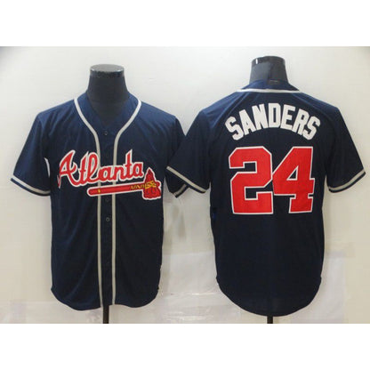 Atlanta Braves #24 Sanders Blue MIKSHPS Game Jerseys