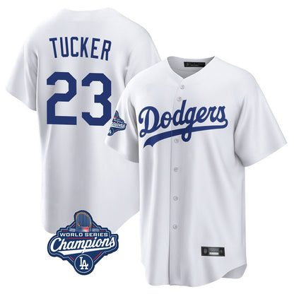 Los Angeles Dodgers #23 Kyle Tucker Player White MIKSHPS World Series Meet Game Home Stitched Jerseys