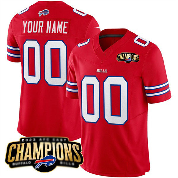 Custom B.Bills Active Player Red MIKSHPS 2023 F.U.S.E. AFC East Champions Ptach Stitched Jersey