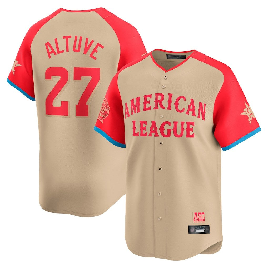 Houston Astros #27 Jose Altuve Player Cream MIKSHPS American League All-Star Game Limited Stitched Jerseys