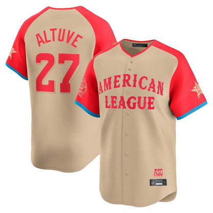 Houston Astros #27 Jose Altuve Player Cream MIKSHPS American League All-Star Game Limited Stitched Jerseys