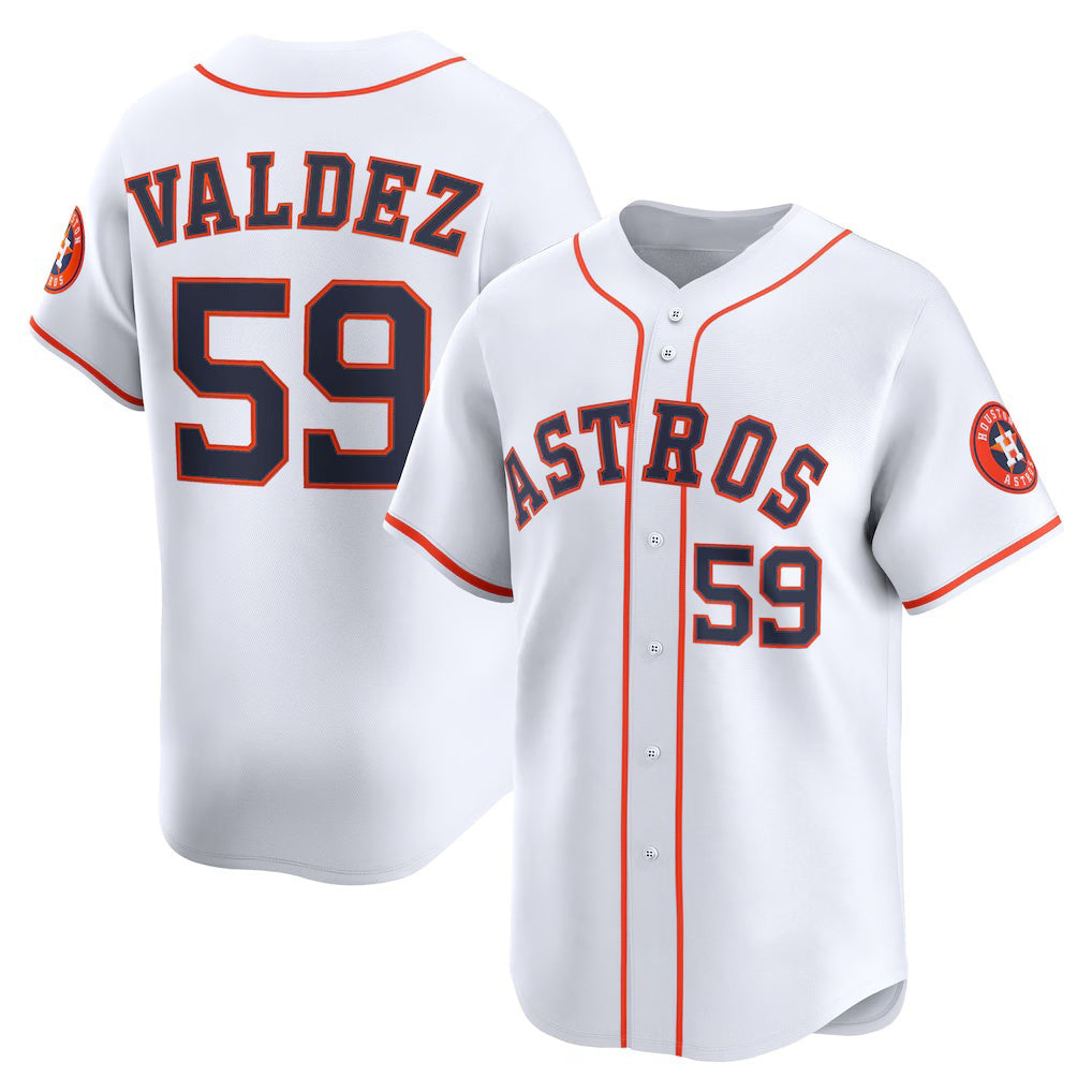 Houston Astros #59 Framber Valdez White MIKSHPS Home Limited Player Jersey