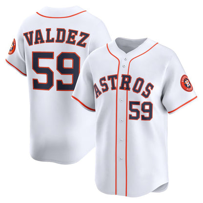 Houston Astros #59 Framber Valdez White MIKSHPS Home Limited Player Jersey