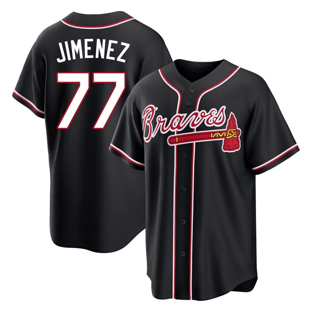 Atlanta Braves #77 Joe Jimenez Player Black MIKSHPS Fashion Out Game Stitched Jerseys