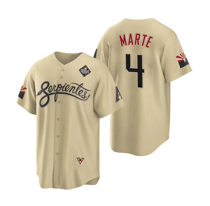 Arizona Diamondbacks #4 Ketel Marte Gold MIKSHPS 2023 World Series City Connect Cool Base Stitched Jersey