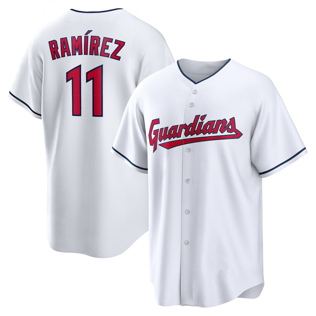 Cleveland Guardians #11 Jos¨¦ Ram¨ªrez White MIKSHPS Replica Player Jersey